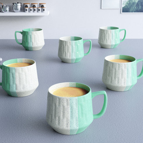 Tritone Green Mellowline Tea Cup Set of 6 - The Earth Store - Cup Sets